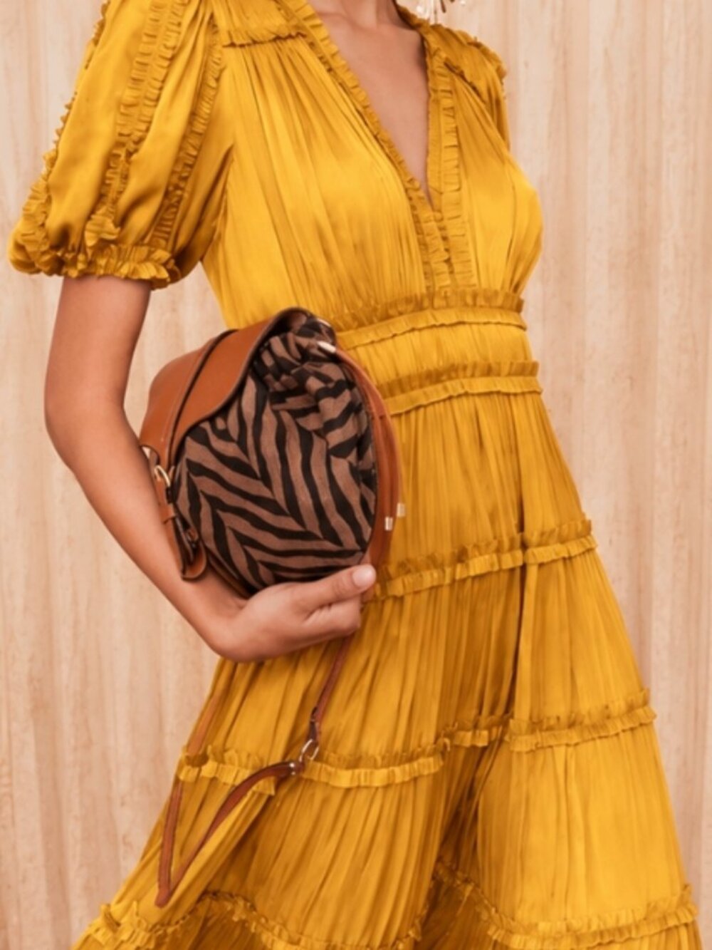 NWOT ULLA JOHNSON Rose Satin Midi Dress in Goldenrod XS $645